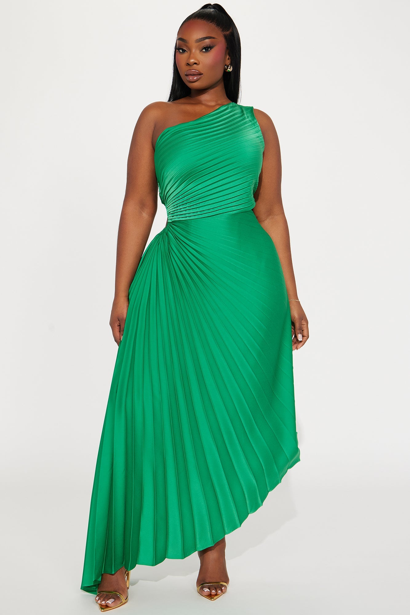 Athena One Shoulder Maxi Dress - Kelly Green