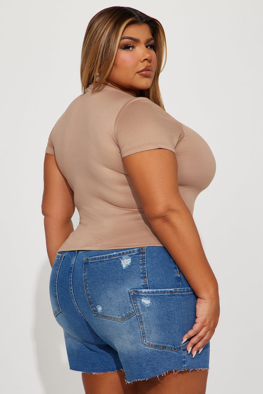 Kayla Double Lined Top - Taupe