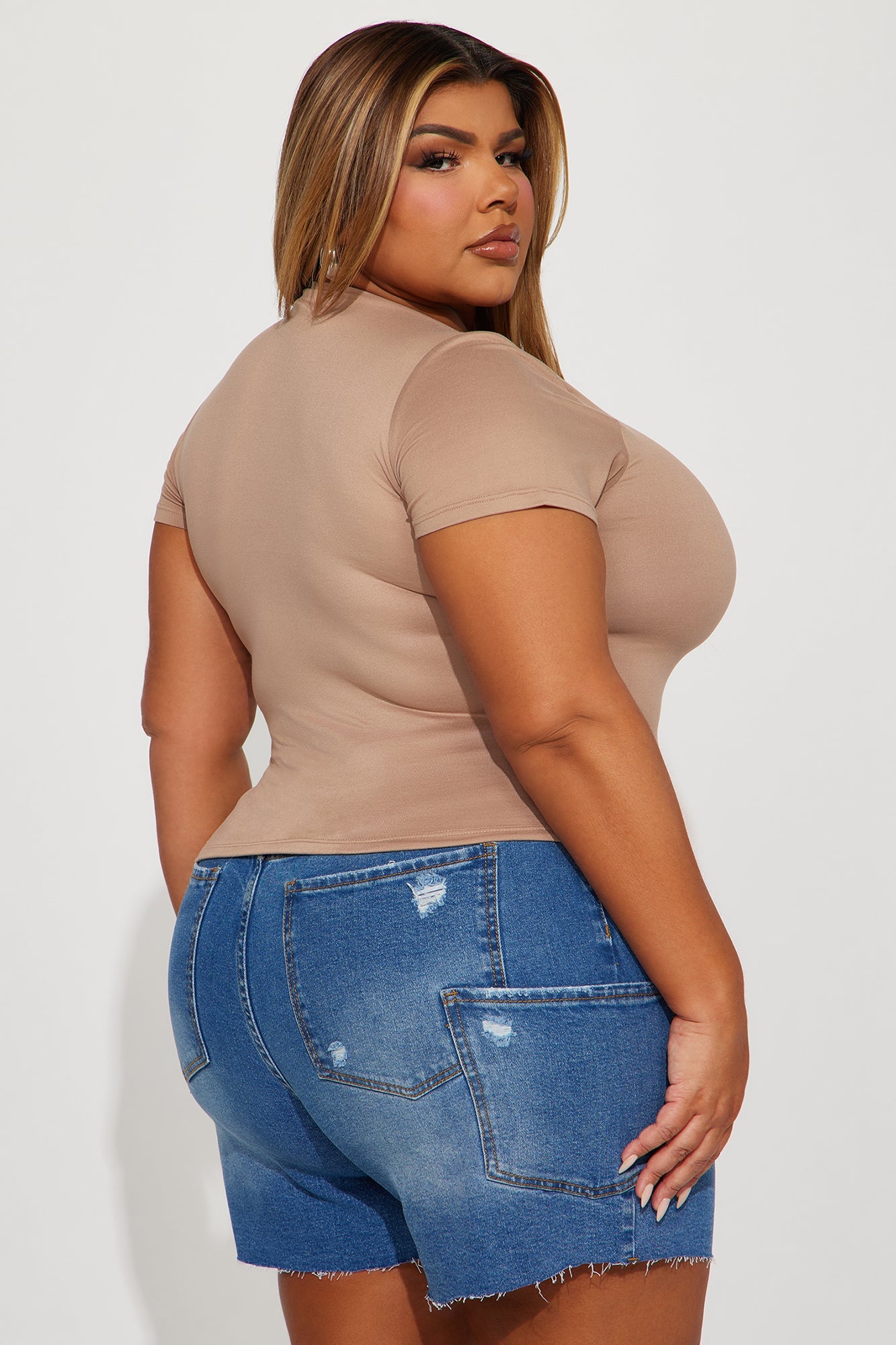 Kayla Double Lined Top - Taupe
