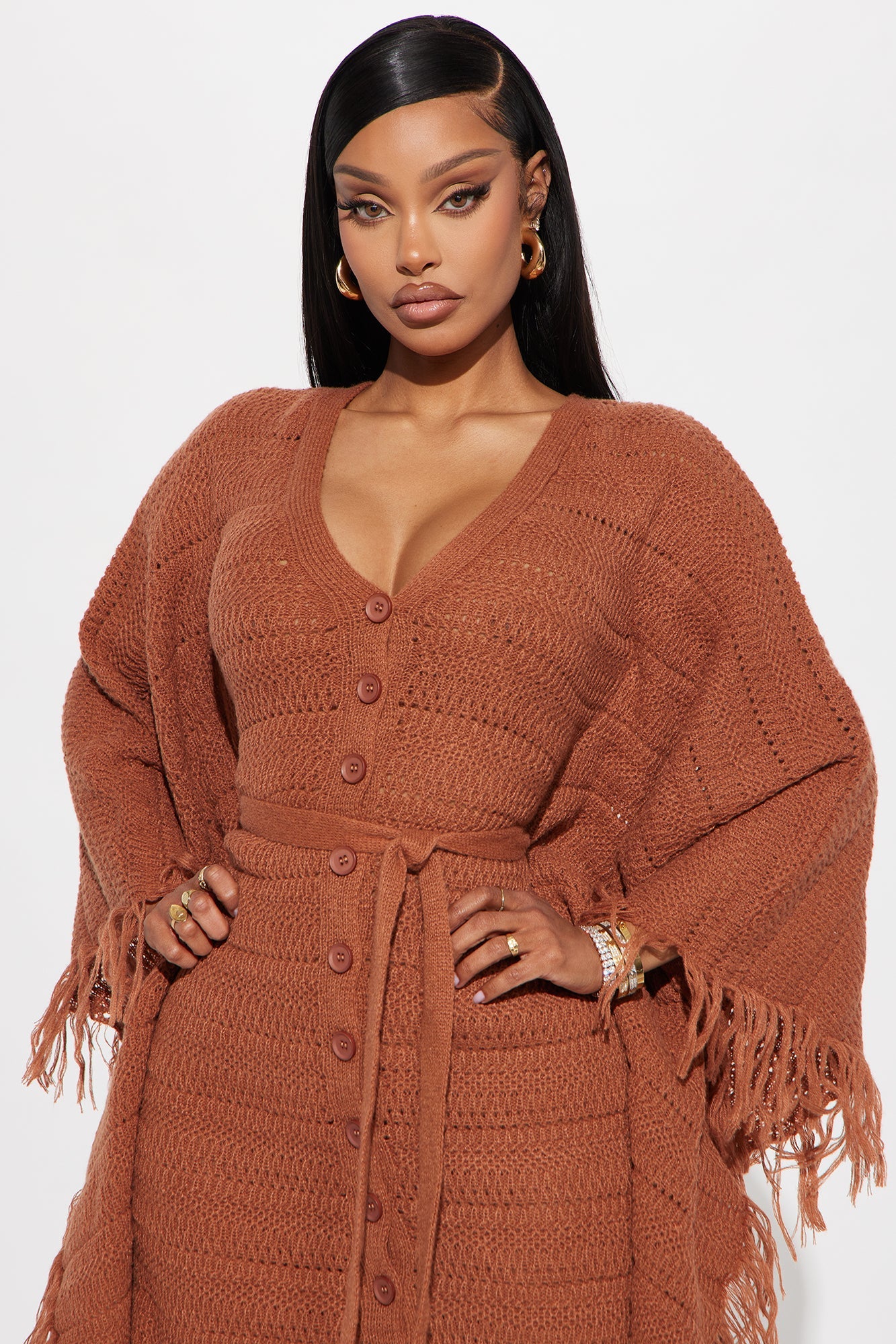 Embracing My Aura Sweater Midi Dress - Chocolate