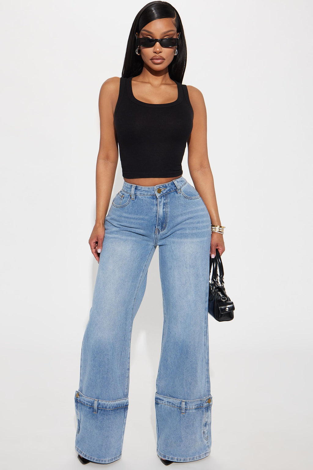 You Do You Cuffed Wide Leg Jeans - Vintage Wash