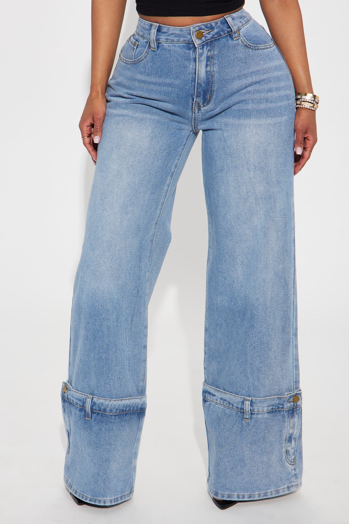 You Do You Cuffed Wide Leg Jeans - Vintage Wash