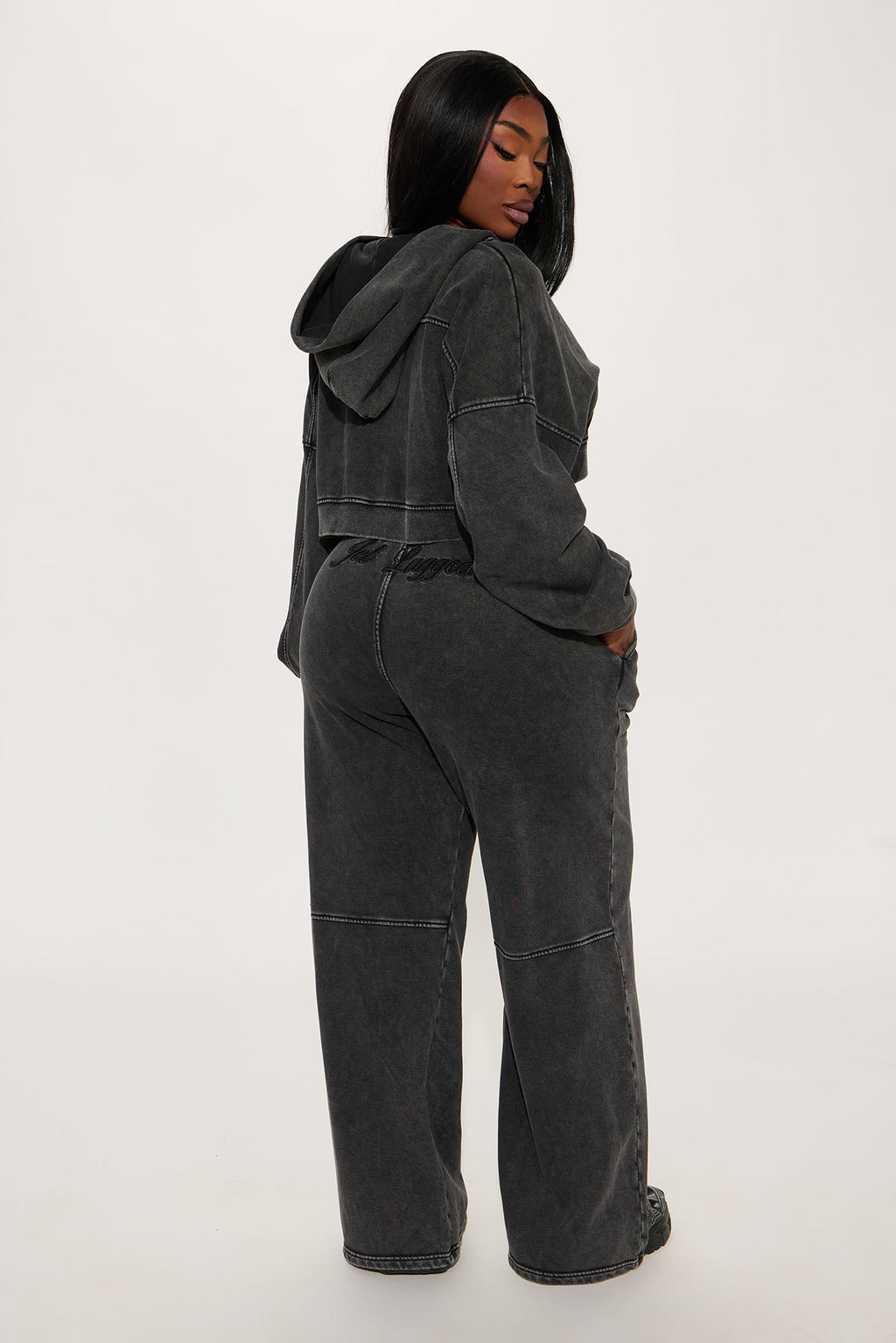 Jet Lagged French Terry Pant Set - Charcoal