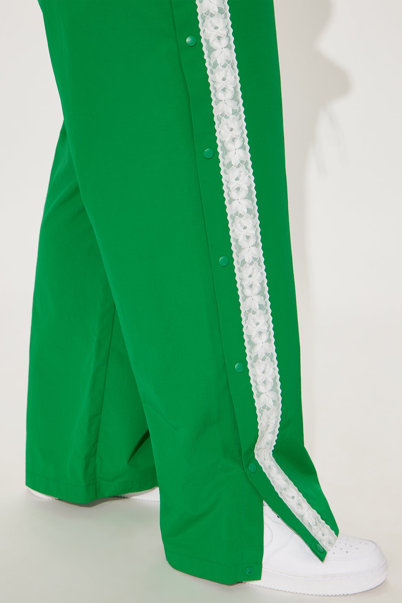 Talia Snap Button Windbreaker Track Pant - Kelly Green
