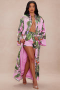 Private Island Satin Kimono - Pink/combo