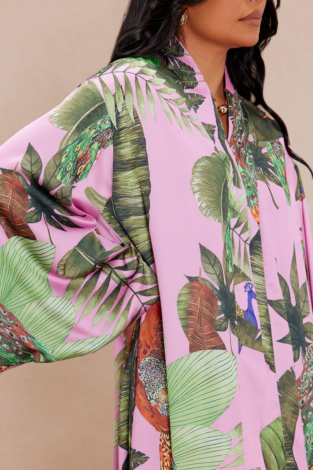 Private Island Satin Kimono - Pink/combo