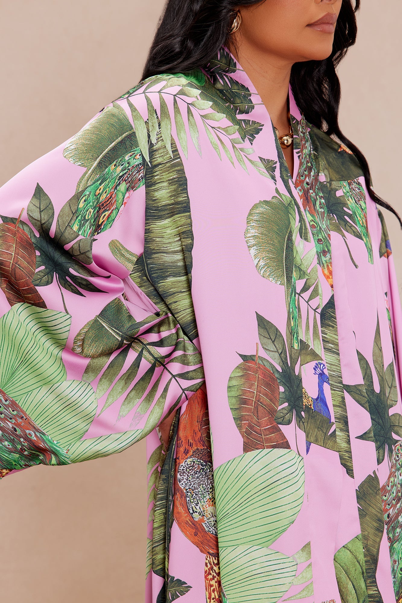 Private Island Satin Kimono - Pink/combo