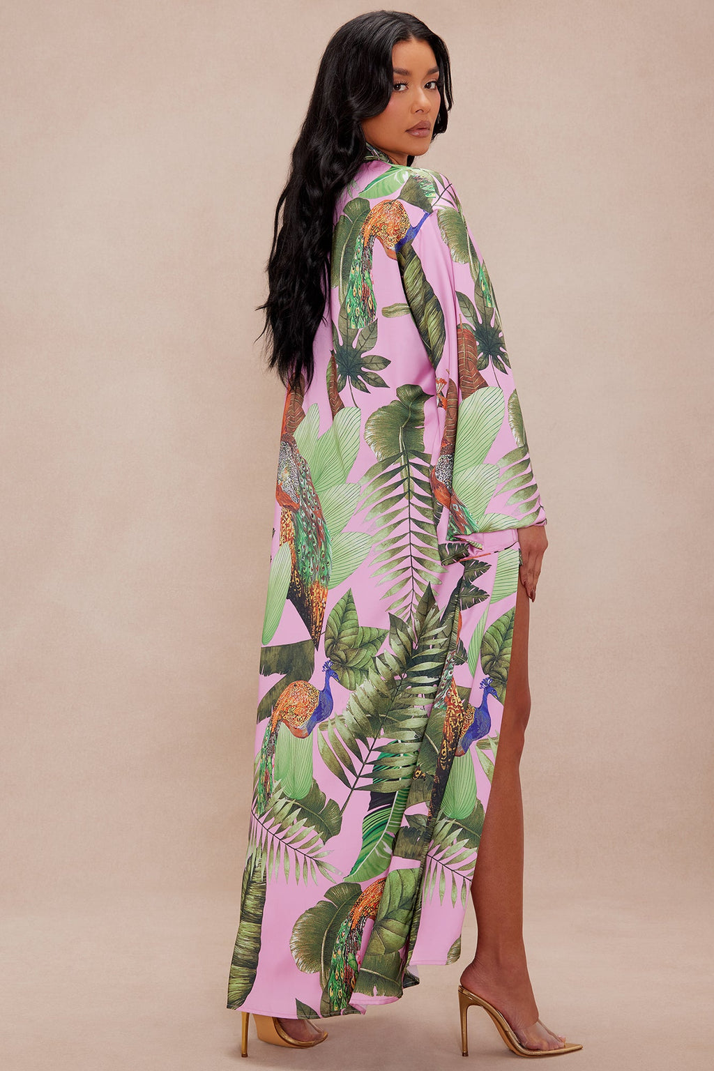 Private Island Satin Kimono - Pink/combo