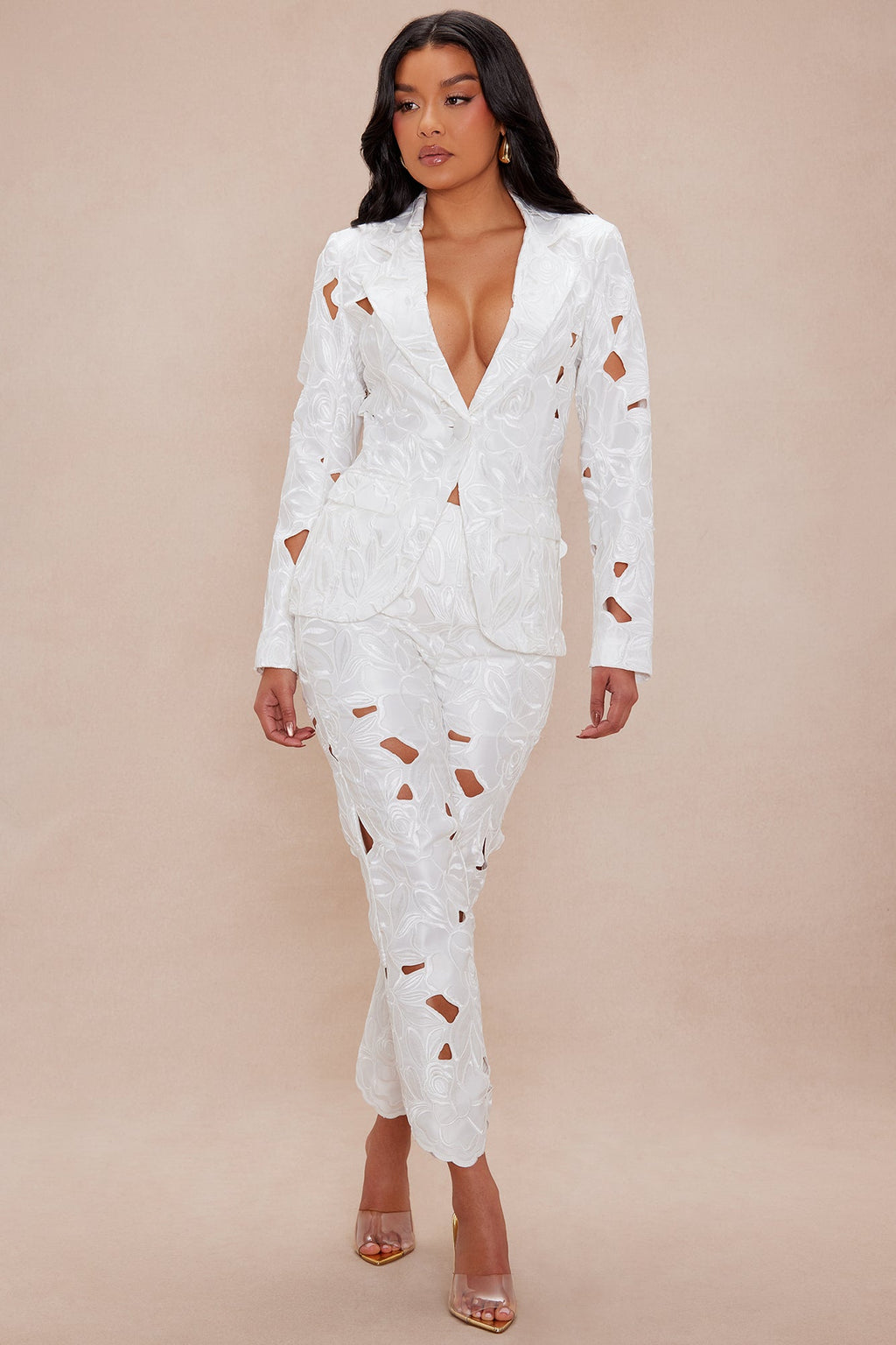 Alexandria Embroidered Blazer - White