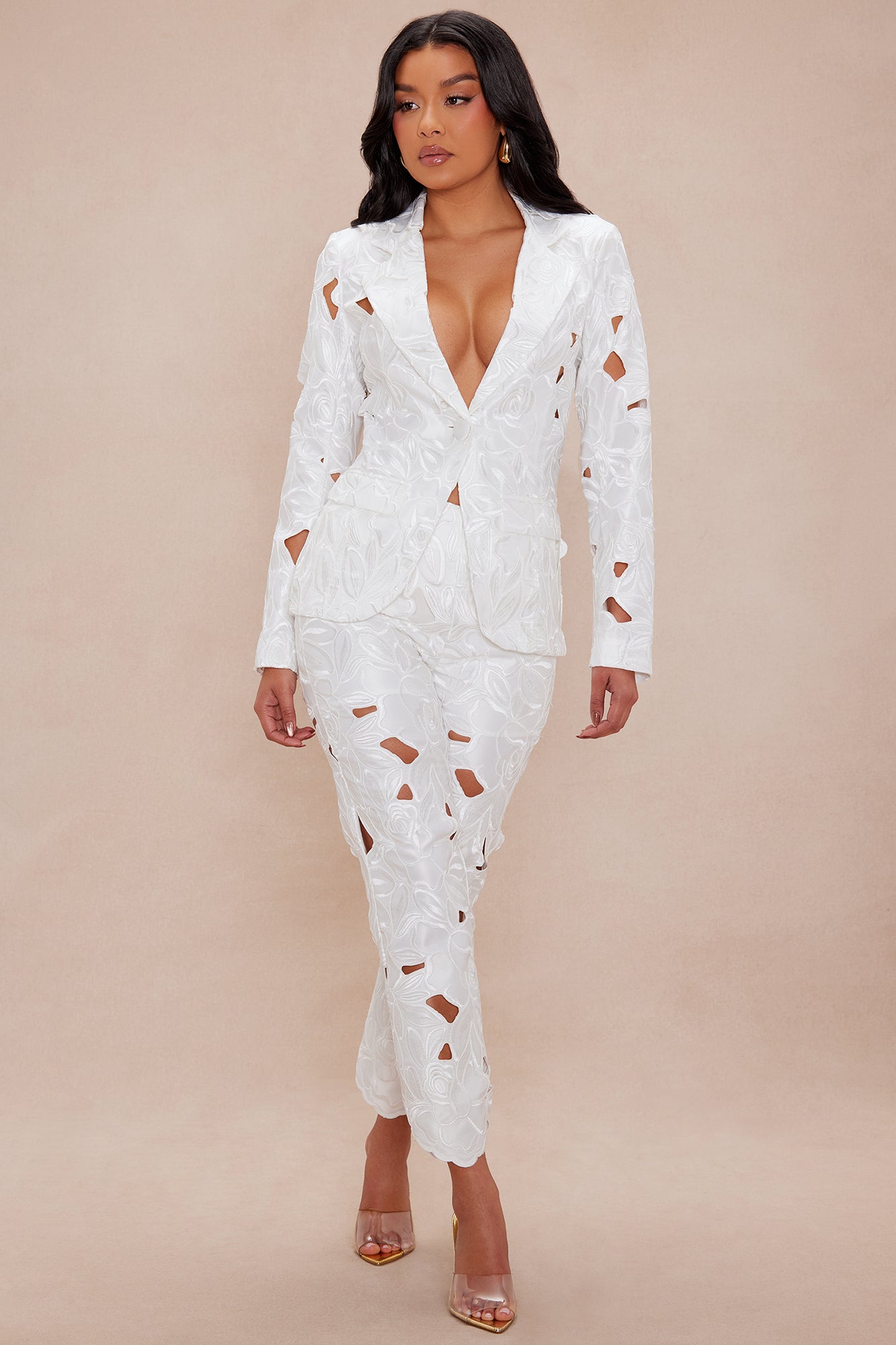 Alexandria Embroidered Blazer - White