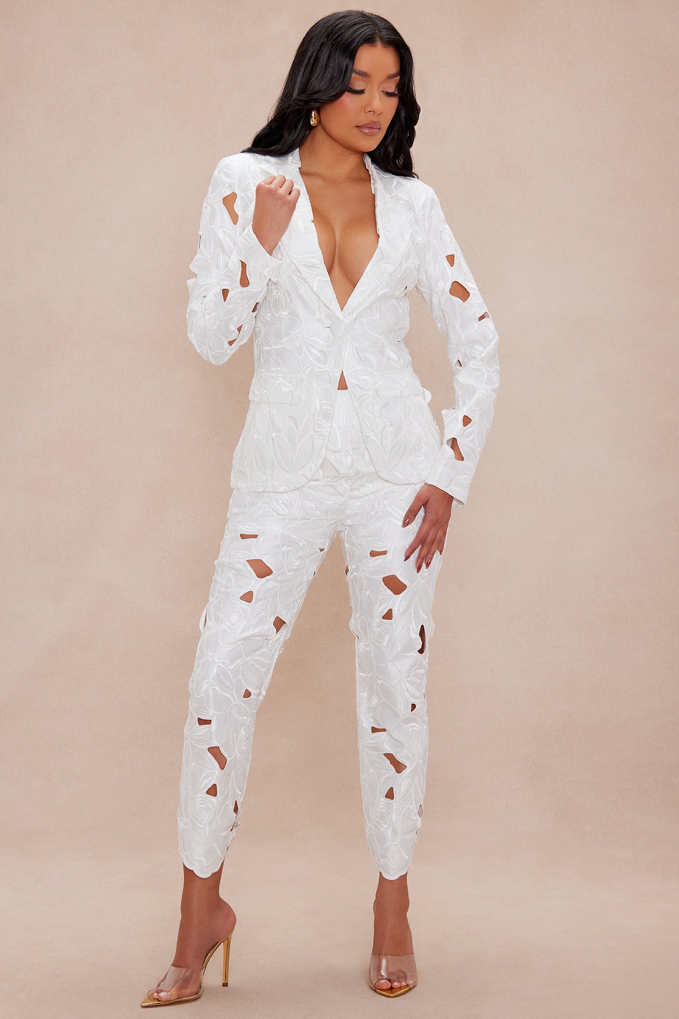 Alexandria Embroidered Pant - White