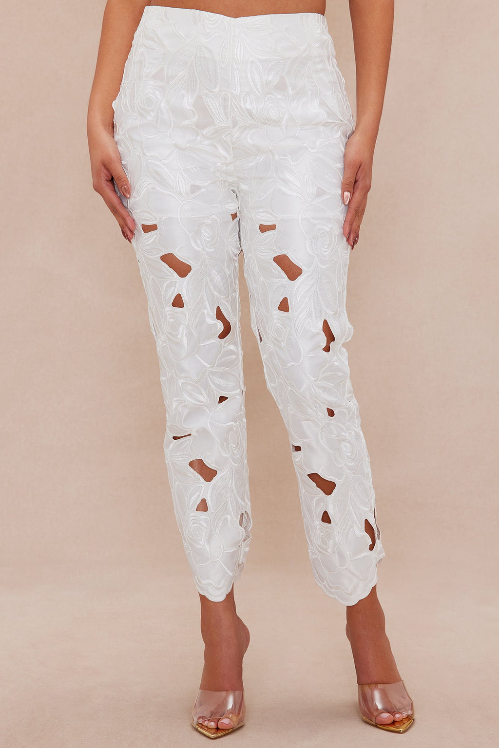 Alexandria Embroidered Pant - White