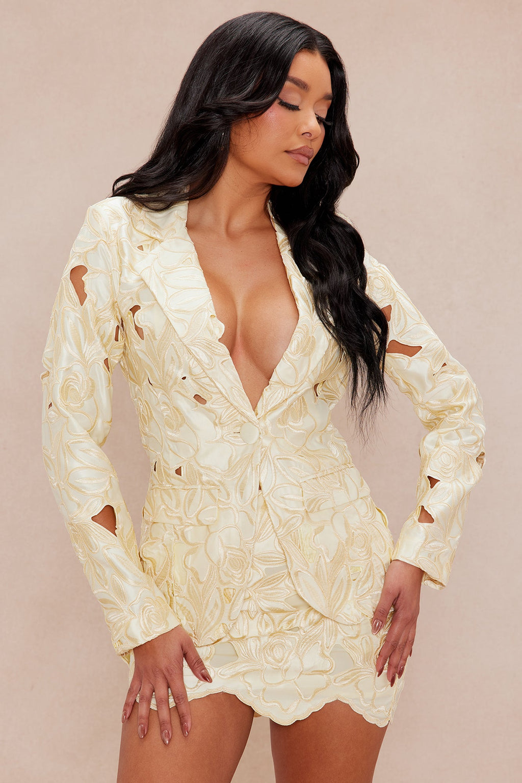 Alexandria Embroidered Blazer - Yellow