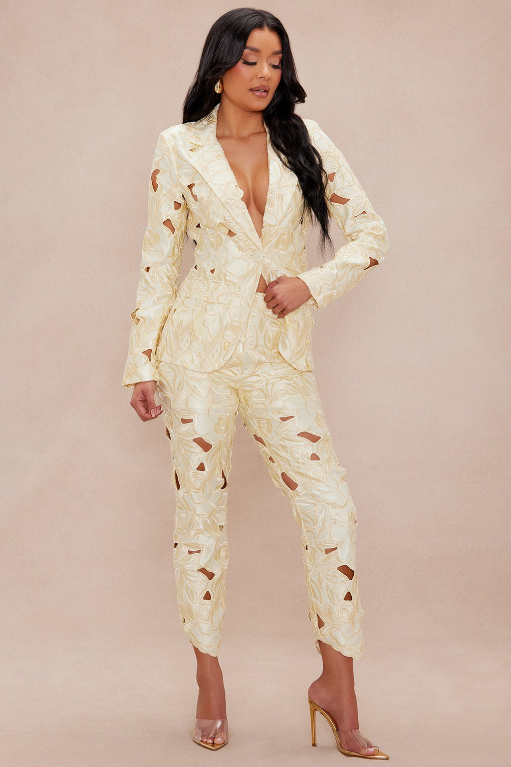 Alexandria Embroidered Pant - Yellow