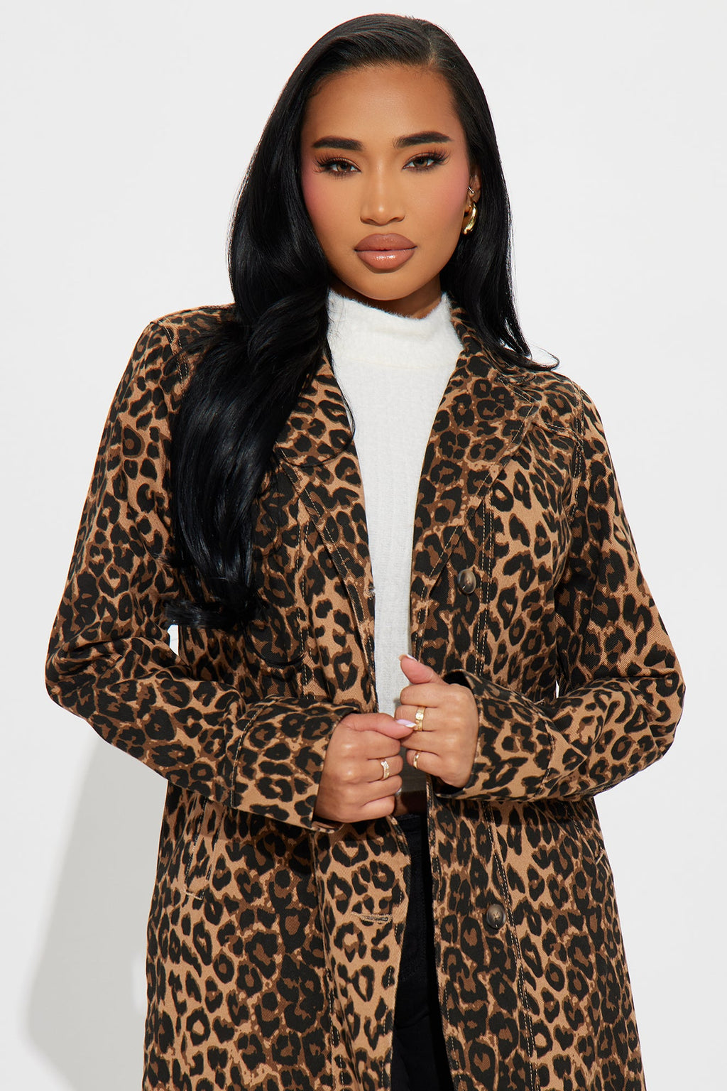 About The Action Denim Leopard Trench - Leopard