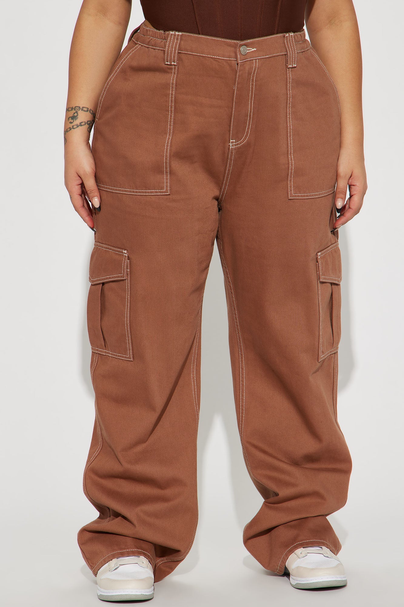 Give Me A Break Cargo Carpenter Jeans - Brown