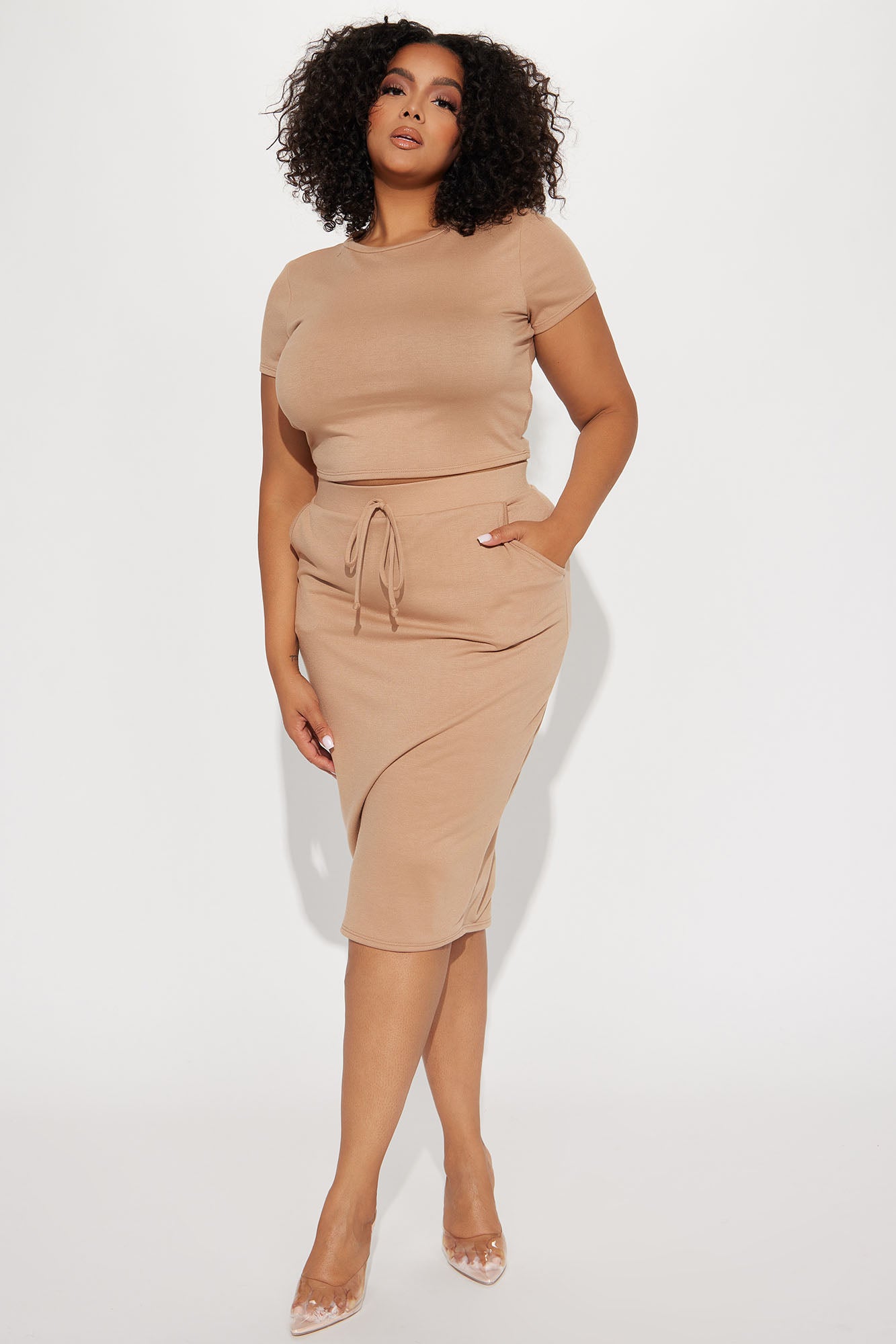 Casual Lover Skirt Set - Tan