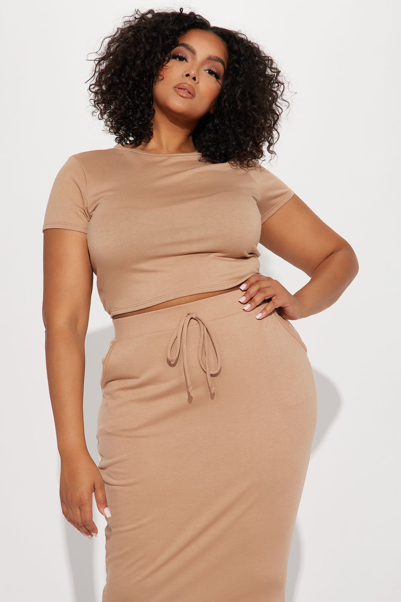 Casual Lover Skirt Set - Tan