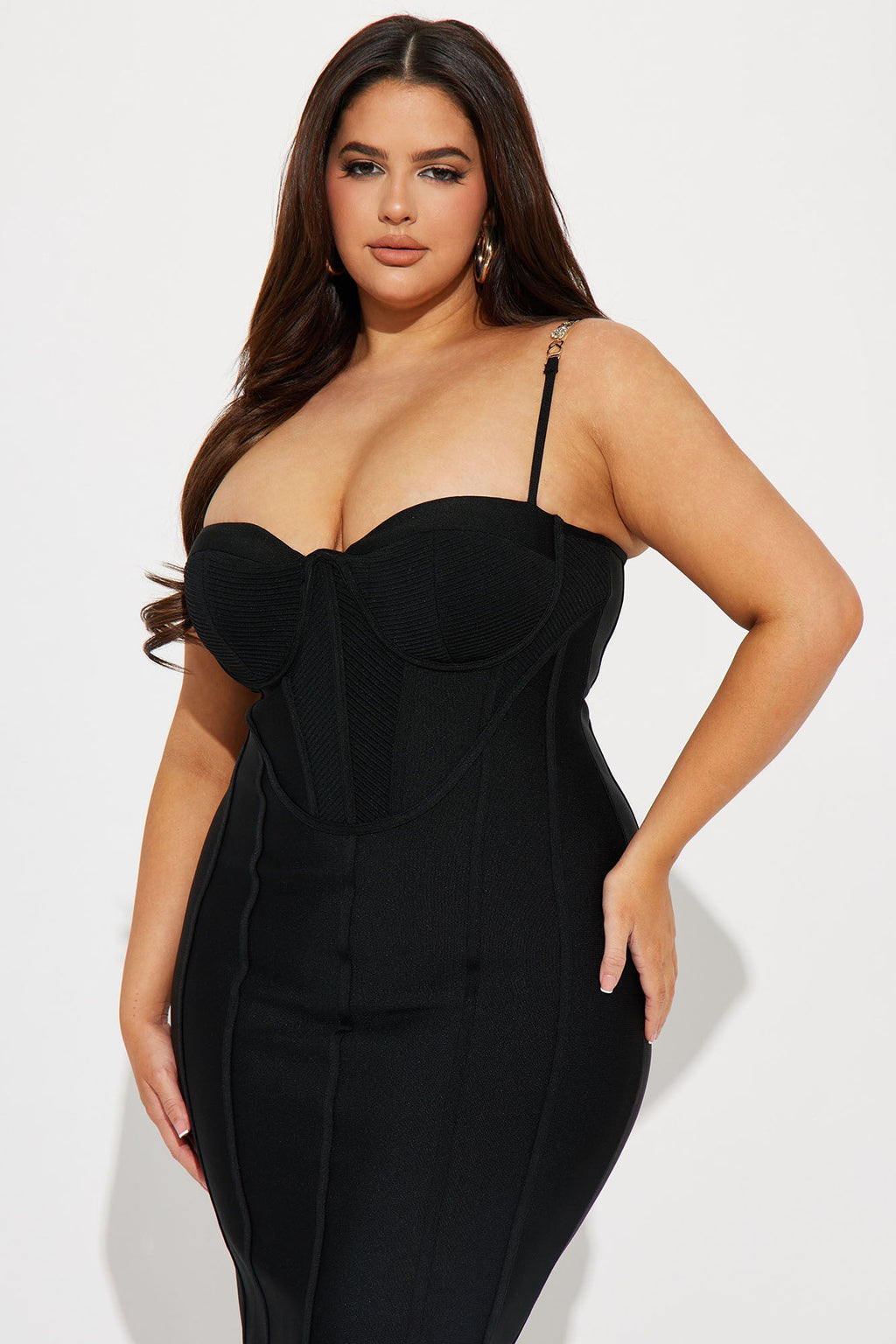 Victoria Bandage Midi Dress - Black
