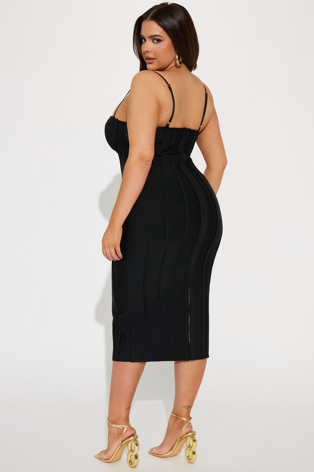 Victoria Bandage Midi Dress - Black