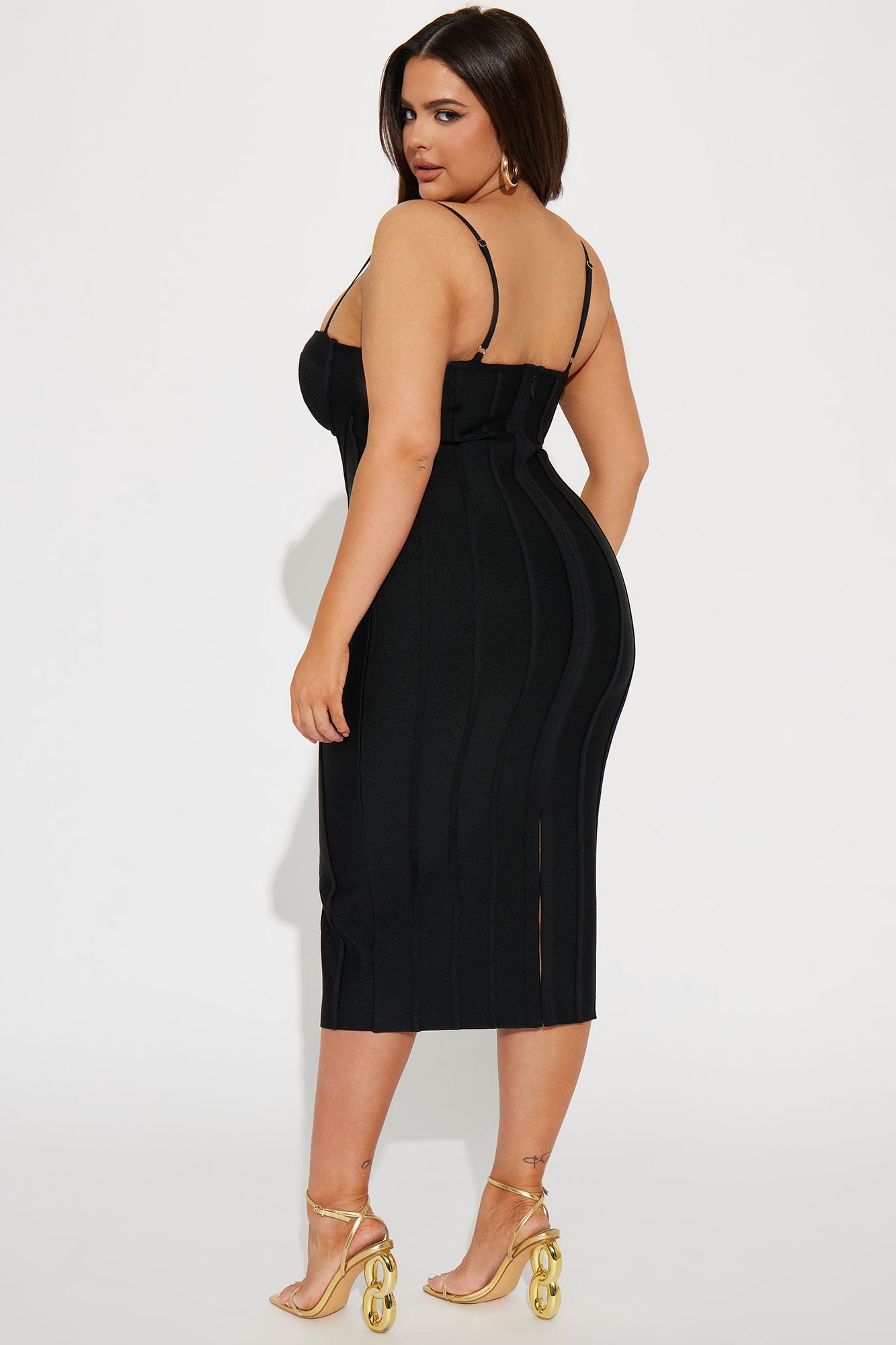 Victoria Bandage Midi Dress - Black