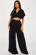 Mea Gauze Pant Set - Black