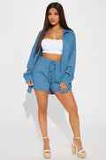 Bethany Textured Short Set - Blue
