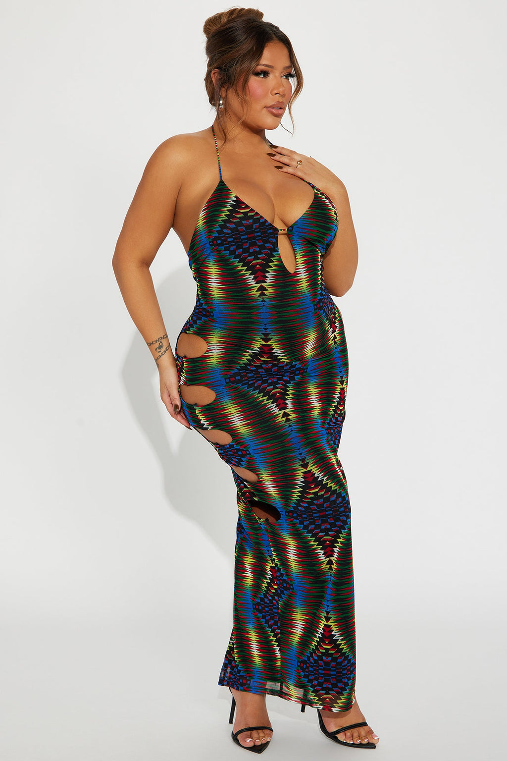 Madalynn Mesh Maxi Dress - Green/combo