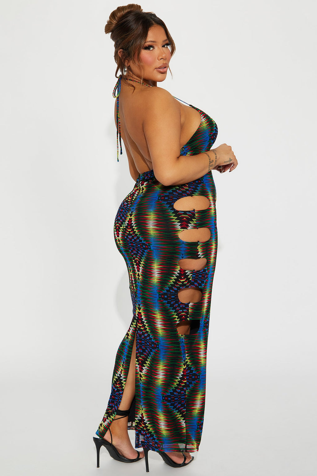 Madalynn Mesh Maxi Dress - Green/combo