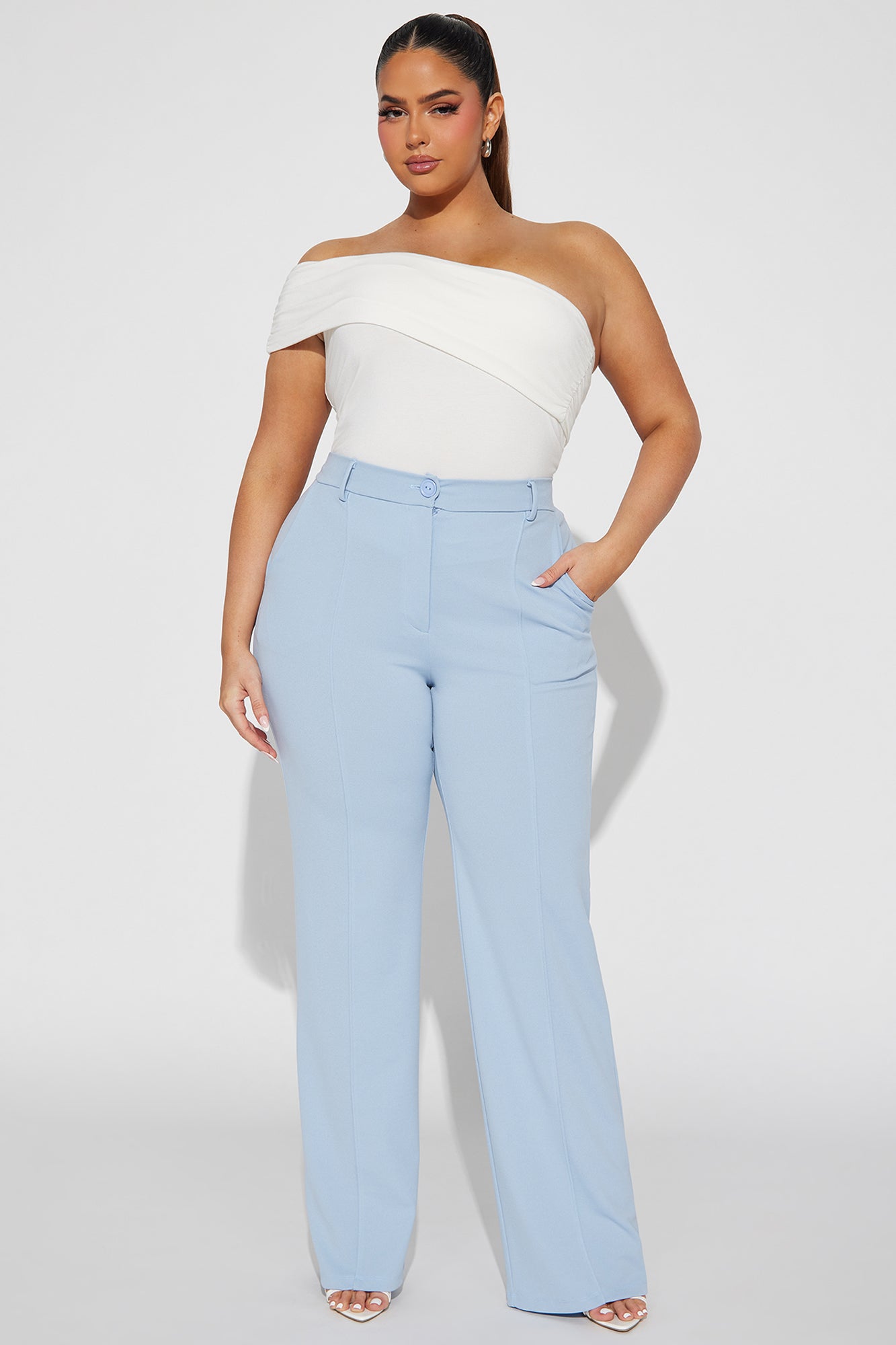 Heidi Wide Leg Trouser Pant - Slate Blue