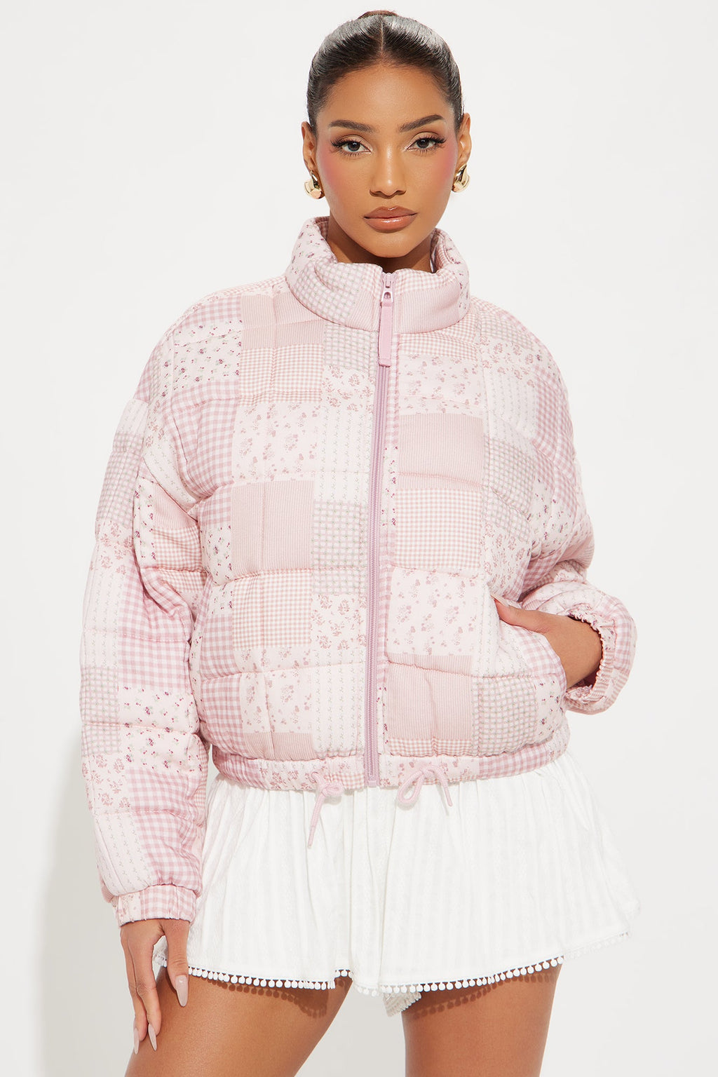 Danika Quilted Patchwork Jacket - Pink/combo