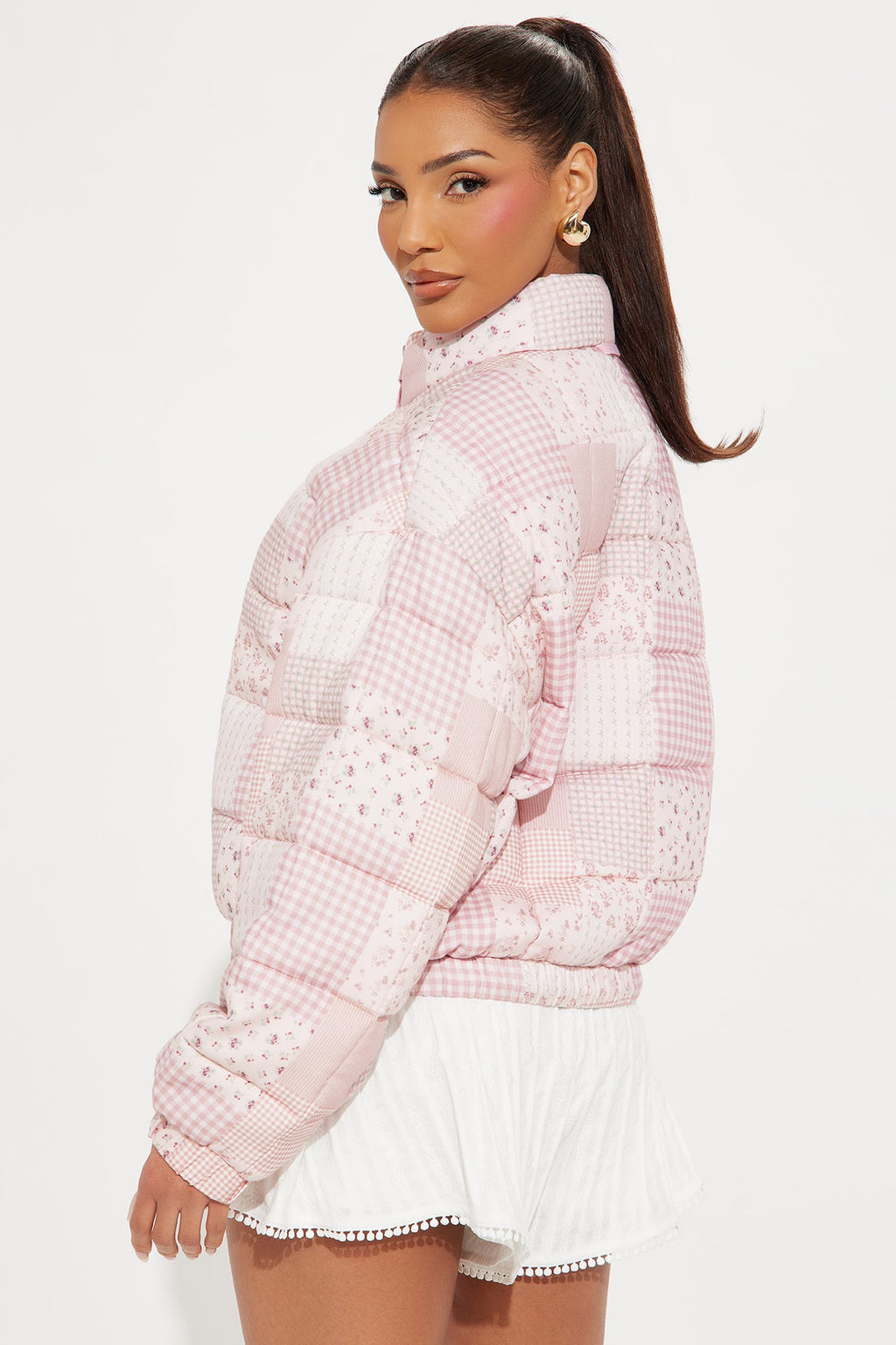 Danika Quilted Patchwork Jacket - Pink/combo