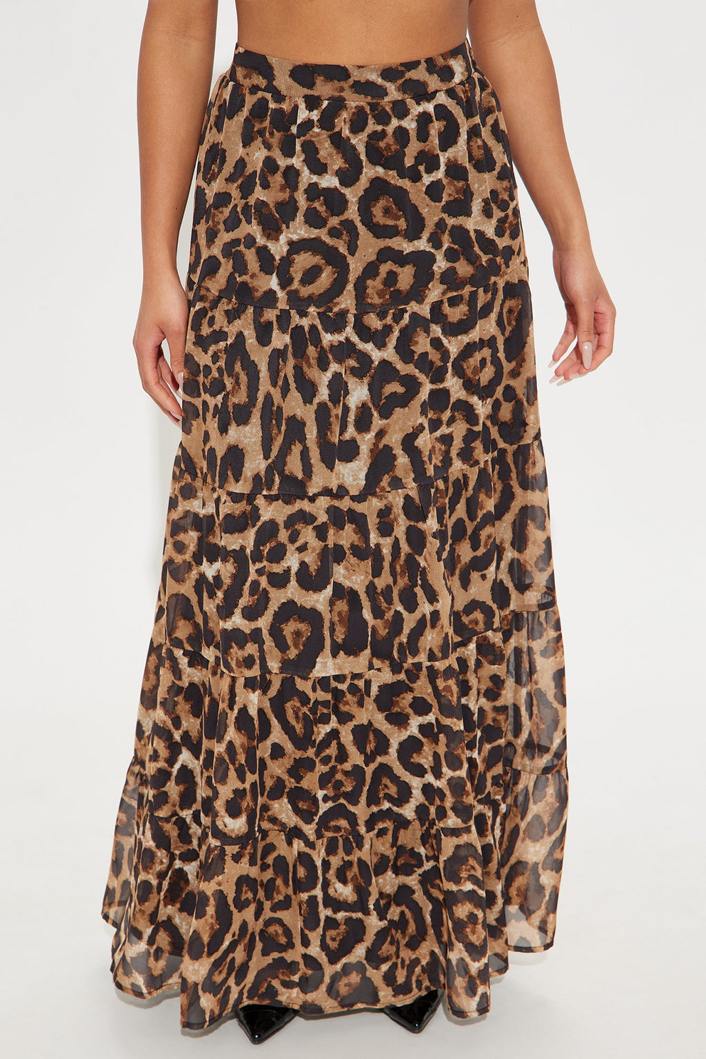 Simona Leopard Tiered Maxi Skirt - Brown/combo