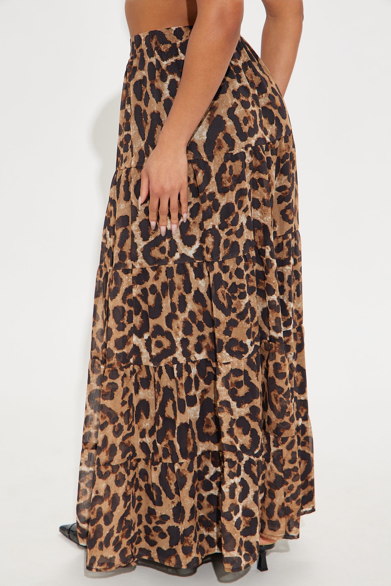 Simona Leopard Tiered Maxi Skirt - Brown/combo