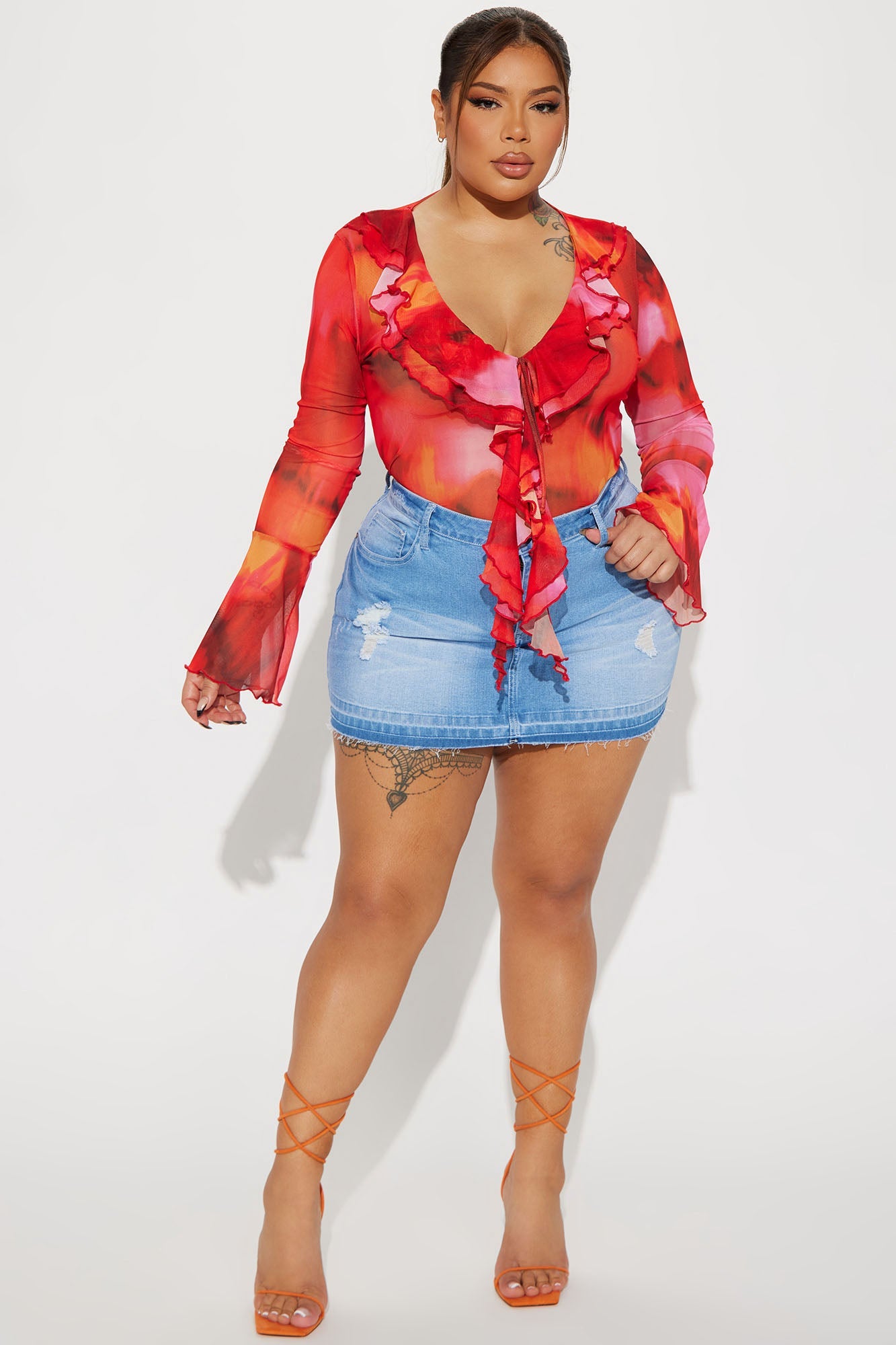Call Me Senorita Bodysuit - Red/combo