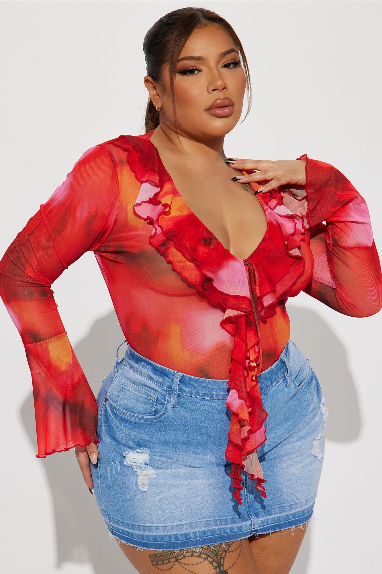 Call Me Senorita Bodysuit - Red/combo