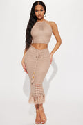 Island Girl Crochet Skirt Set - Sand