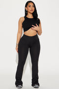 Amber Ribbed Flare Pant - Black