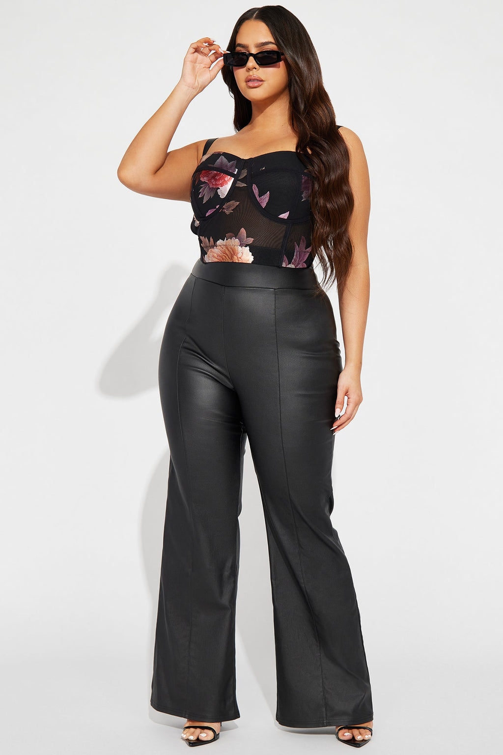 Tall Victoria High Waisted Dress Pants Faux Leather 37 - Black