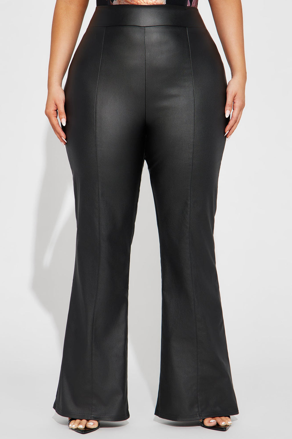 Tall Victoria High Waisted Dress Pants Faux Leather 37 - Black