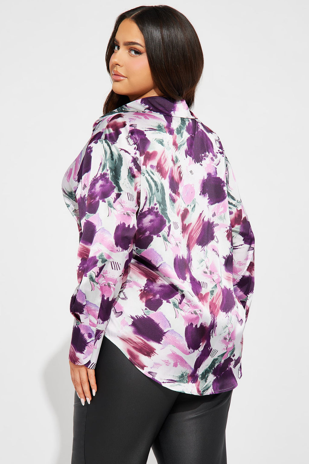 Violet Satin Shirt - Purple/combo