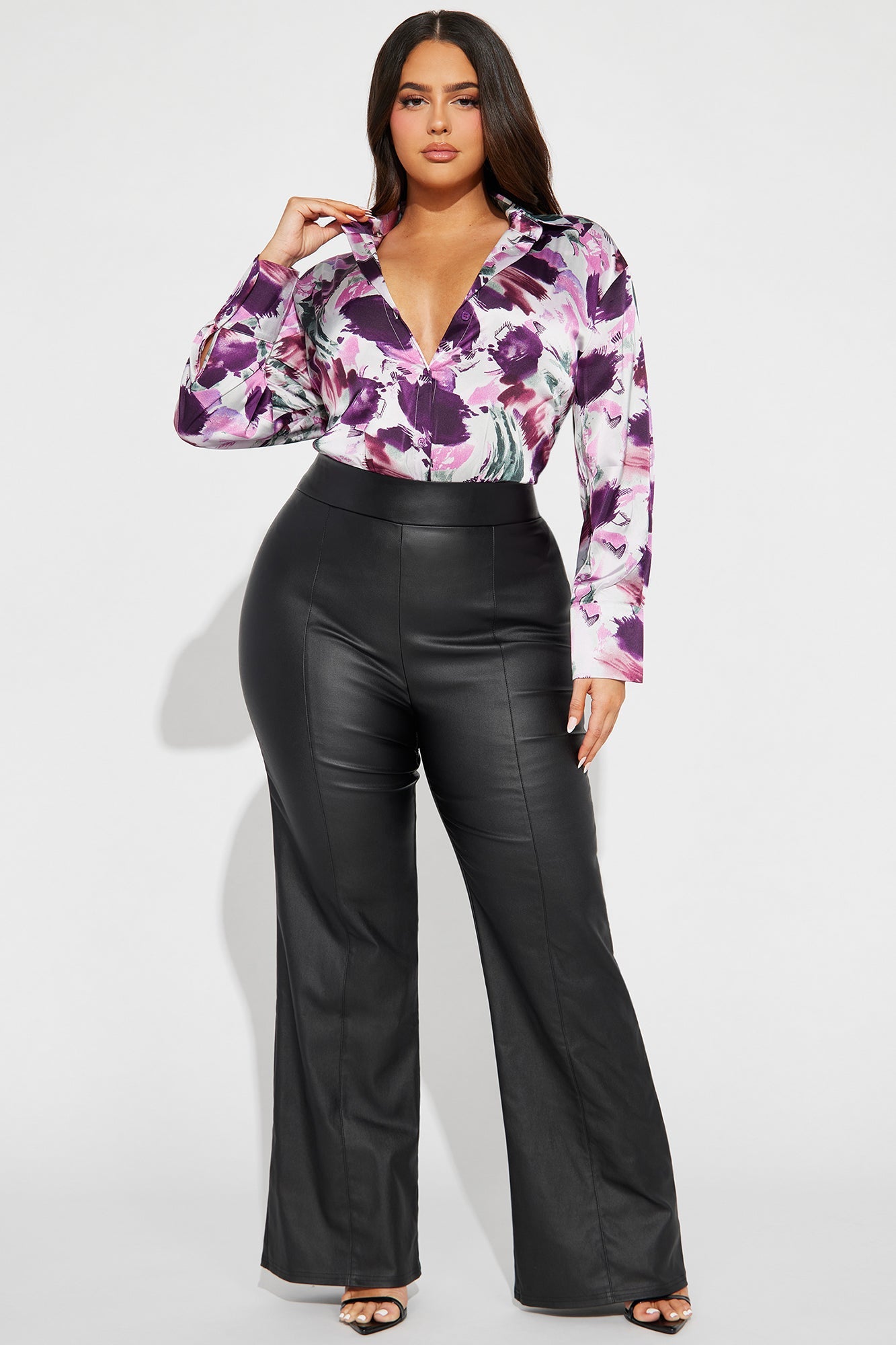Violet Satin Shirt - Purple/combo