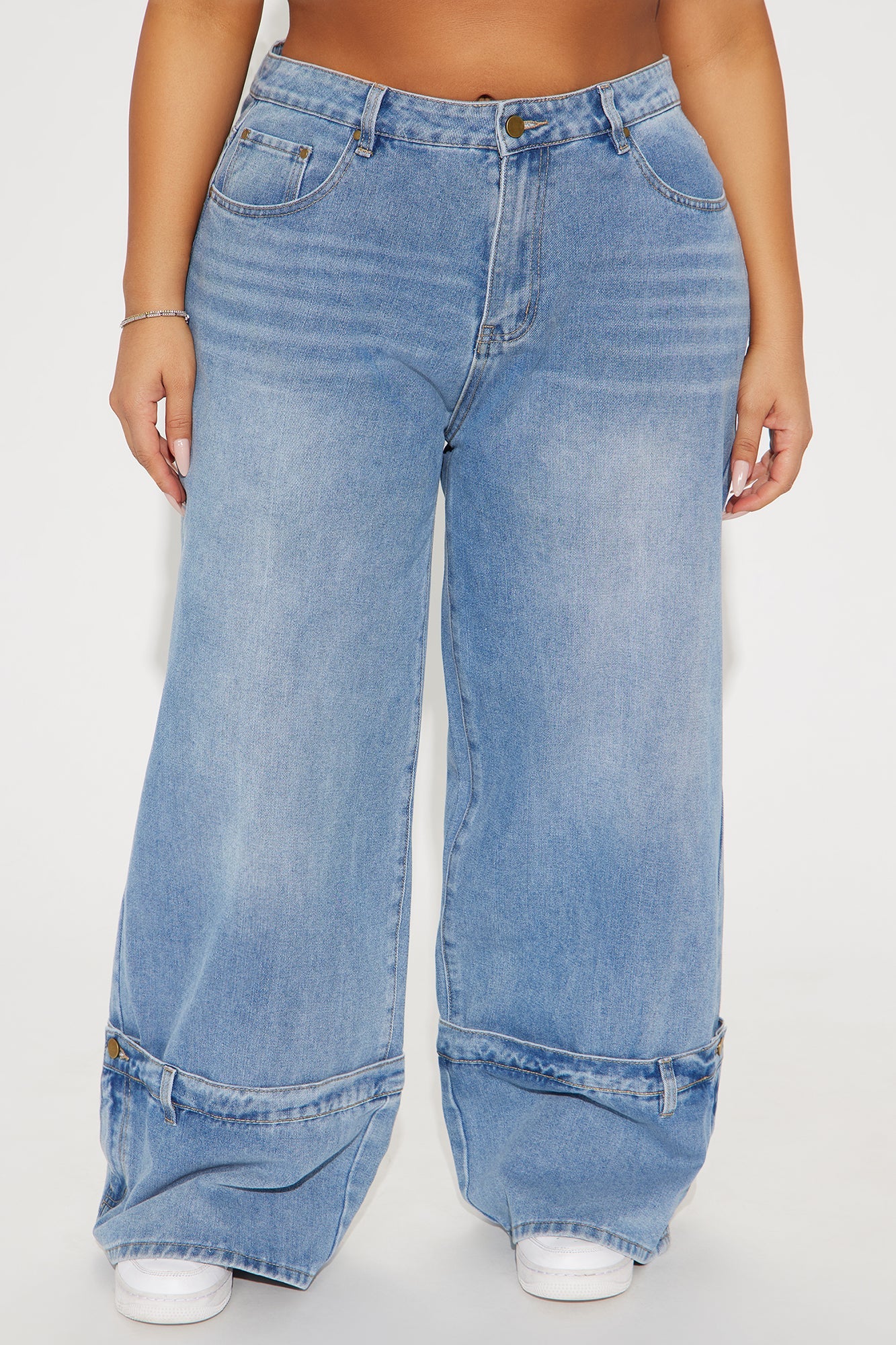 You Do You Cuffed Wide Leg Jeans - Vintage Wash