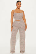 Leila Tweed Pant Set - Pink/combo