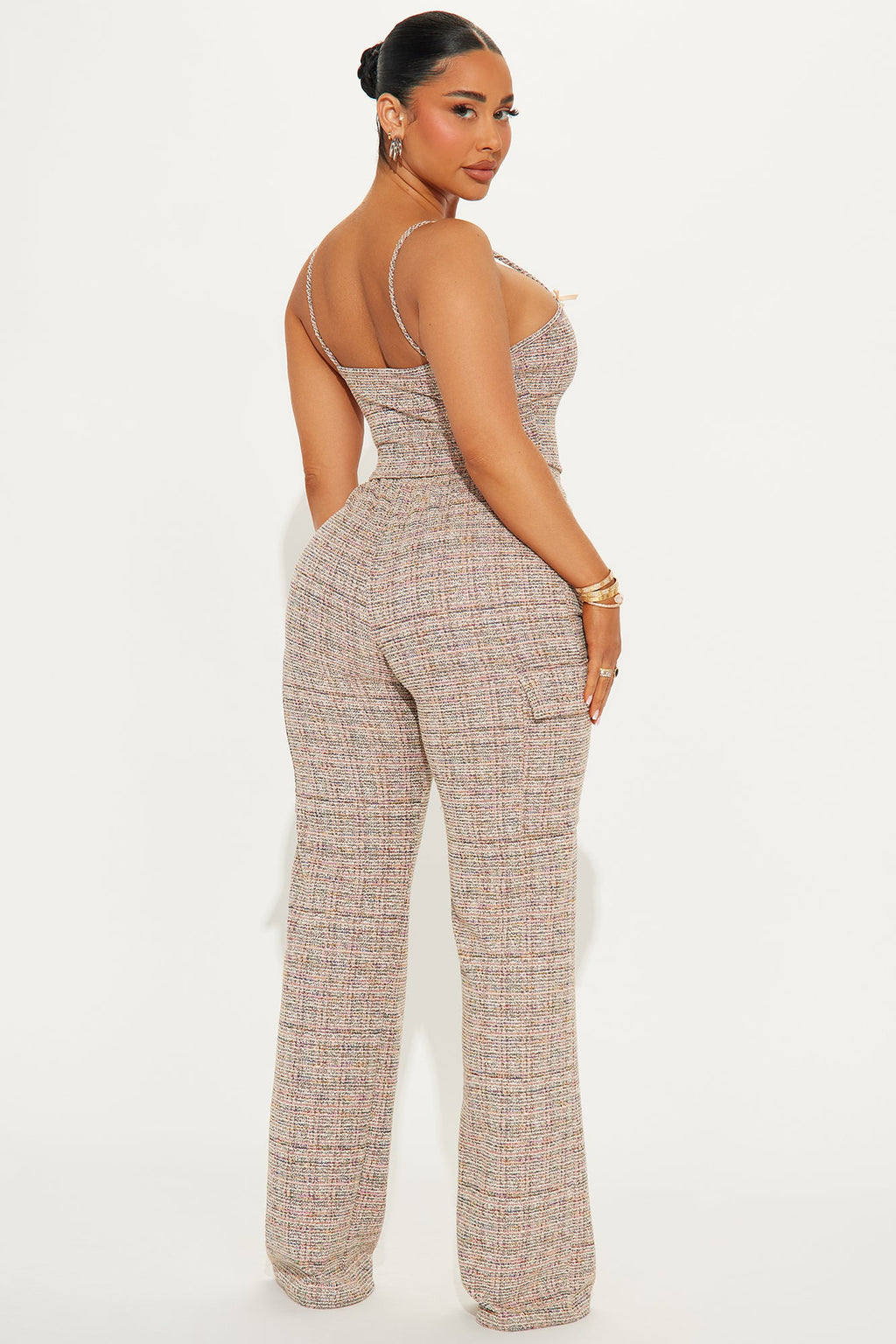 Leila Tweed Pant Set - Pink/combo
