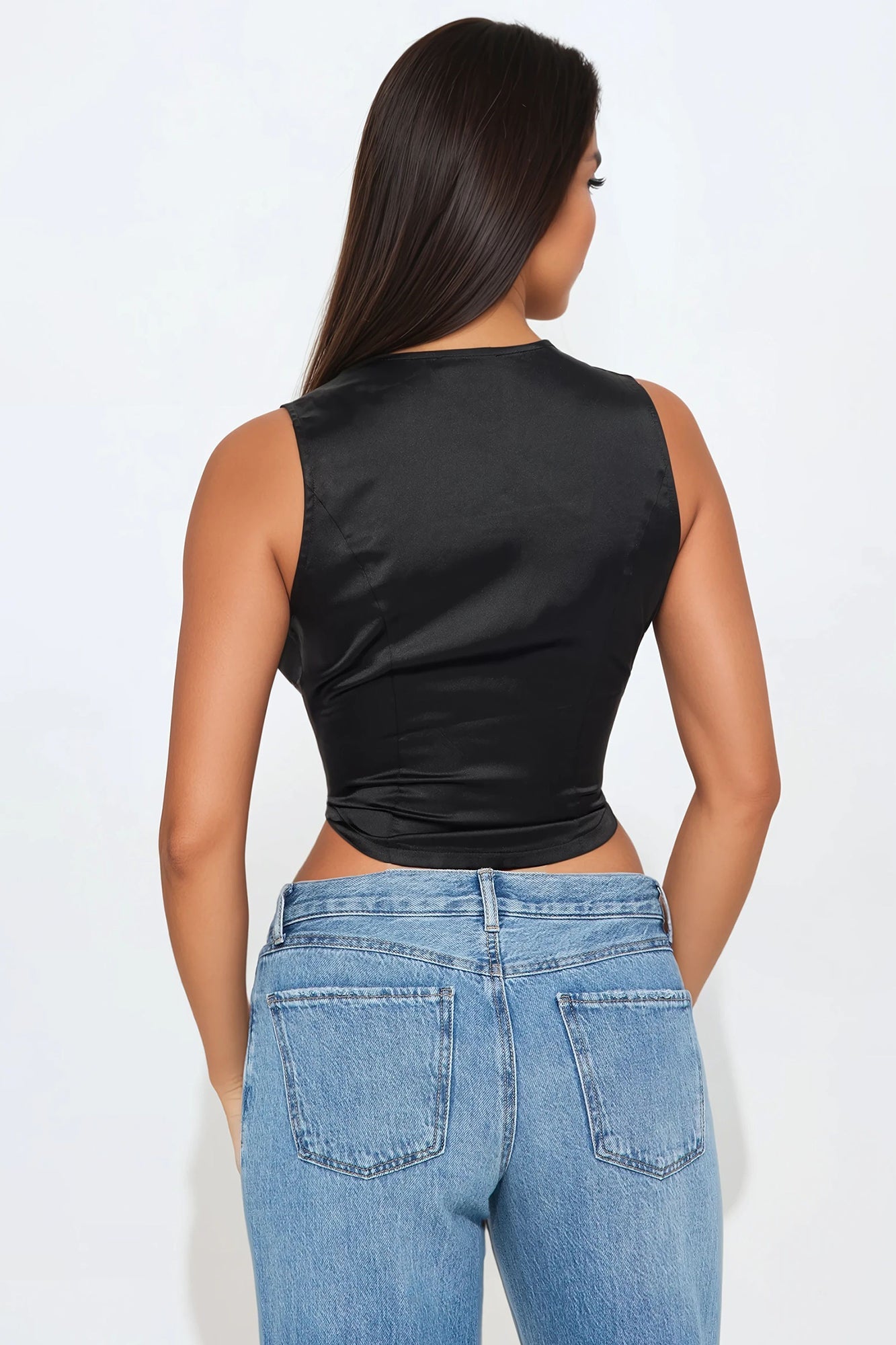 Date Night Tie Front Top - Black