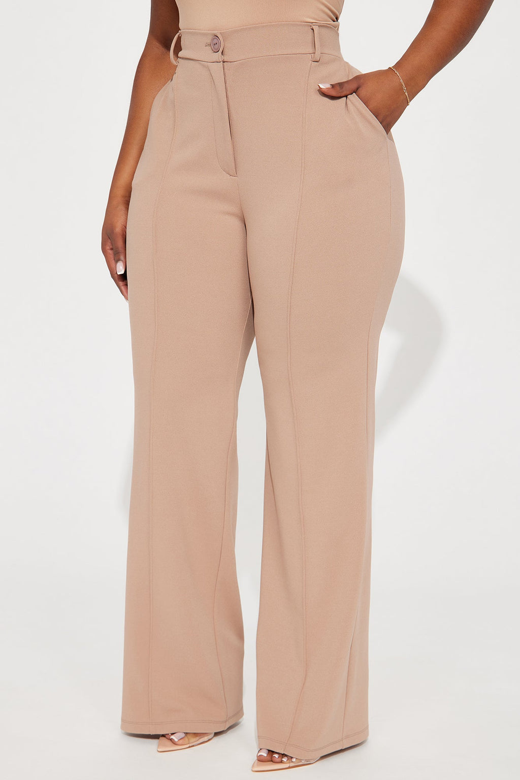 Heidi Wide Leg Trouser Pant - Taupe