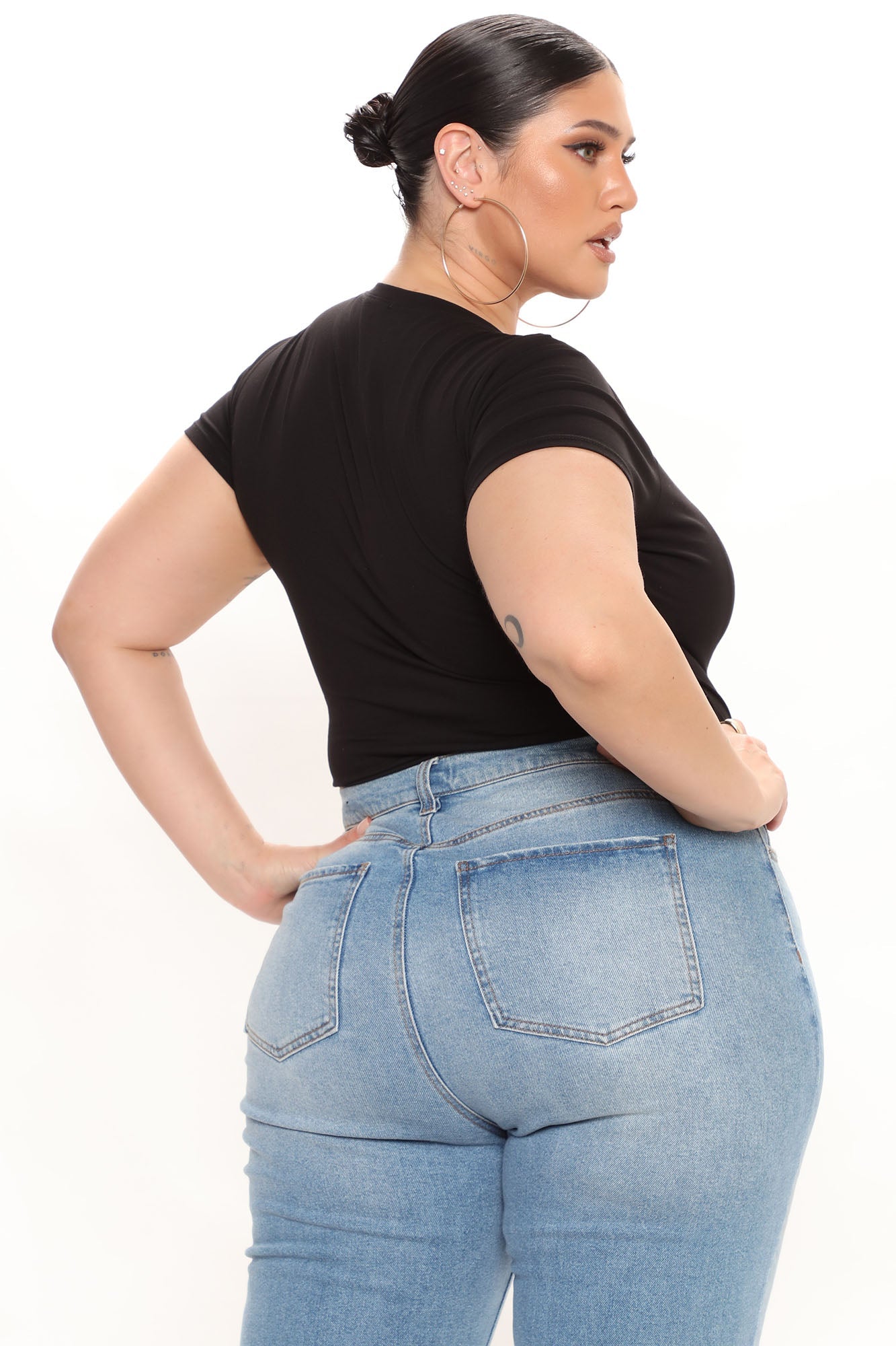 Leanne Crew Neck Bodysuit - Black