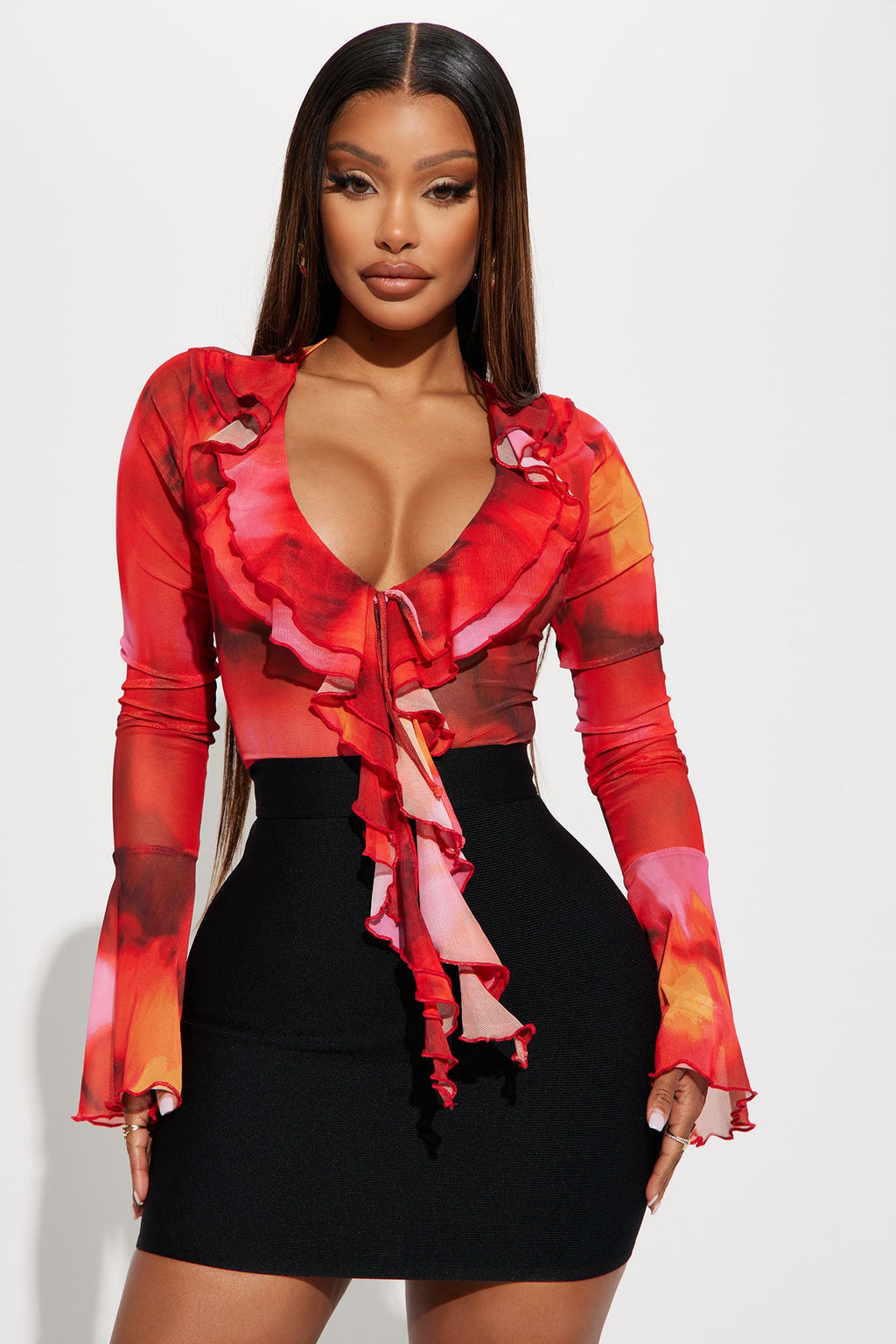 Call Me Senorita Bodysuit - Red/combo