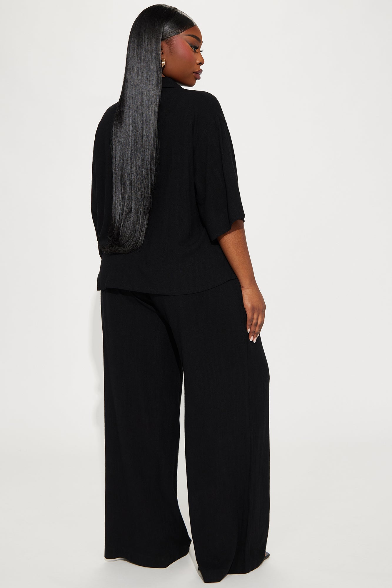 Roslyn Linen Pant Set - Black